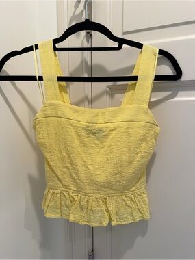 The Fifth Label Yellow Textured Peplum Crop Top